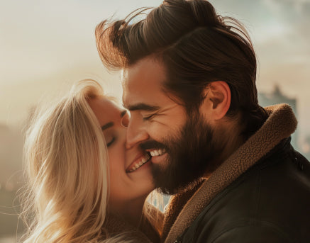 bearded man who used milkman beard balm having fun with girl friends