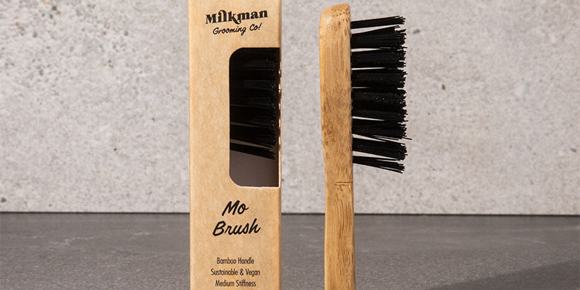 milkman moustache brush made with bamboo handle and nylon bristle